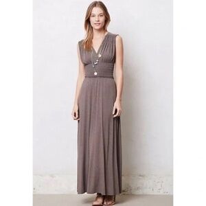 Anthropologie Bordeaux Sleeveless Smocked Maxi Dress